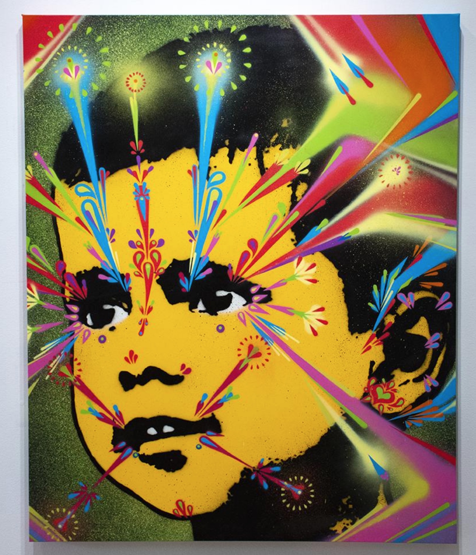 "Delhi Girl,” 2019. Spraypaint on canvas. 38 x 46 in., 96.5 x 117 cm.